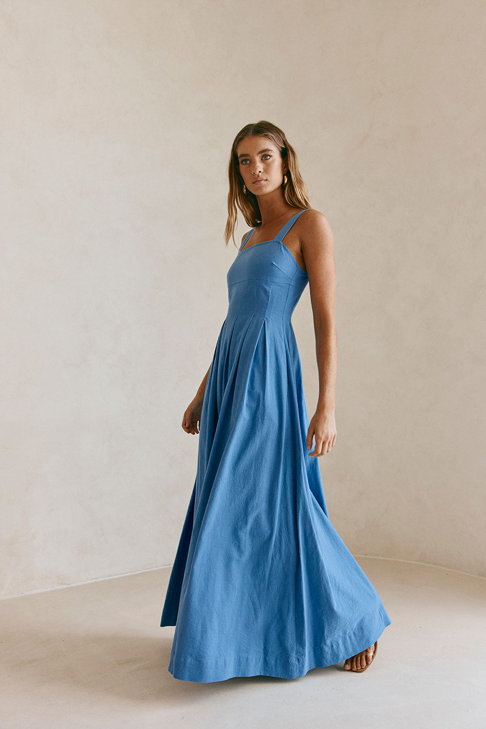 Blue Pleated Full Maxi Flore Dress XS | by SABO Blue Pleated Full Maxi Flore Dress XS | by SABO