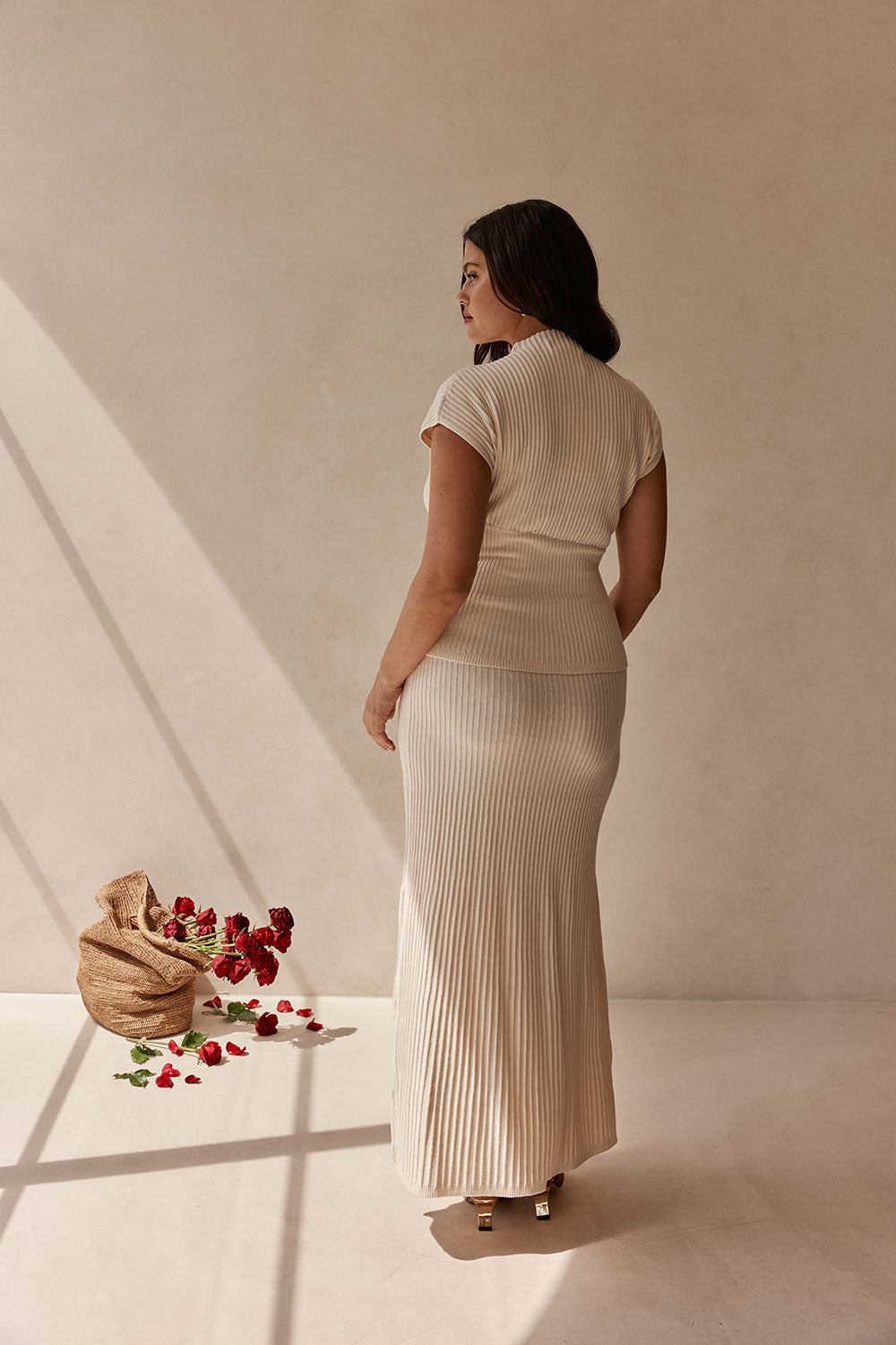 Cream Ribbed Knit Maxi Sorrento Dress XXL