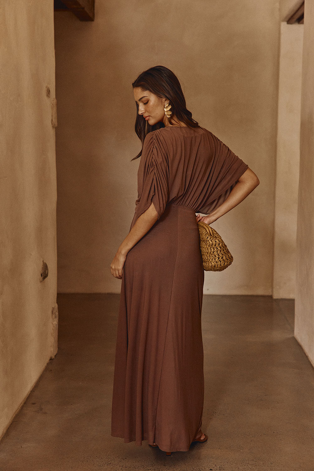 Chocolate Brown Flouncy Maxi Eira Dress SABO Chocolate Brown Flouncy Maxi Eira Dress SABO