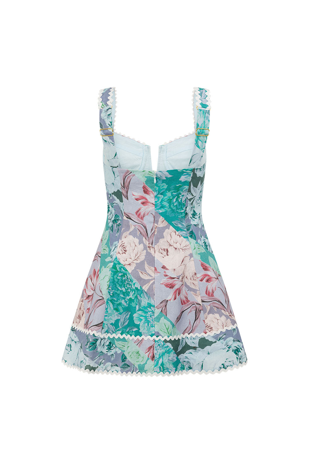 Blue Jardin Raye Print Sweetheart Mini Chloe Lace Up Dress XXXL | by ZACO Blue Jardin Raye Print Sweetheart Mini Chloe Lace Up Dress XXXL | by ZACO