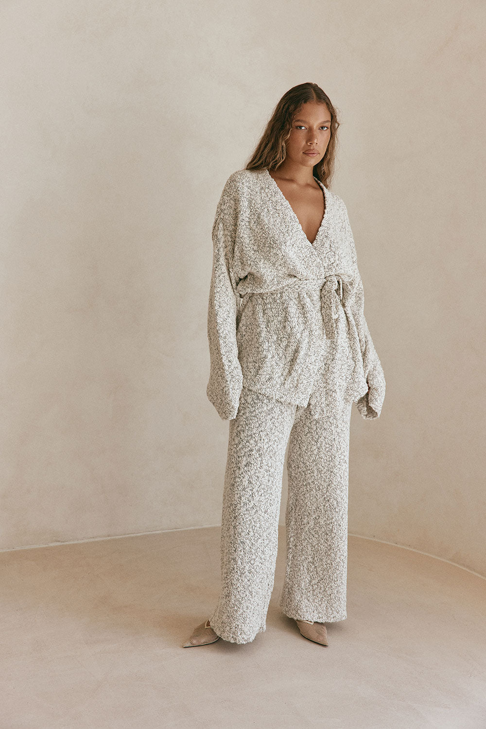 Grey Chunky Knit Long Sleeve Wrap Jamila Cardigan – SABO