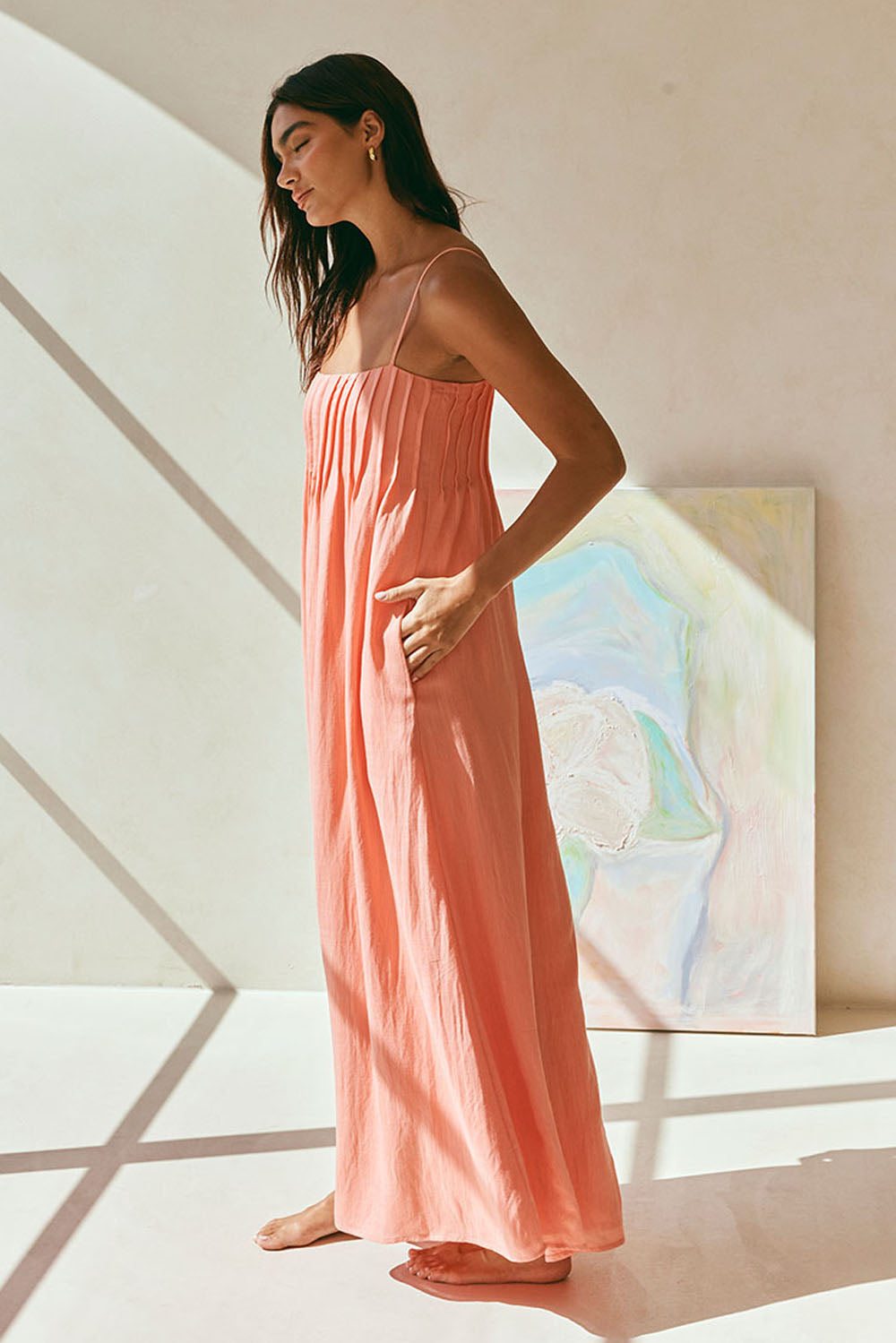 Pink Strappy Pleated Maxi Ada Dress XXS | by SABO Pink Strappy Pleated Maxi Ada Dress XXS | by SABO