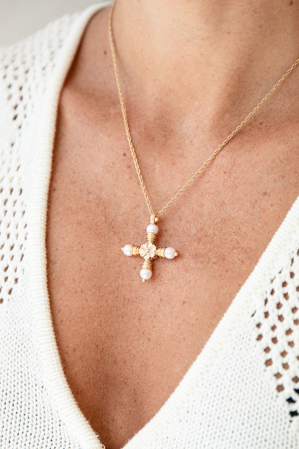 Pearla Cross Necklace