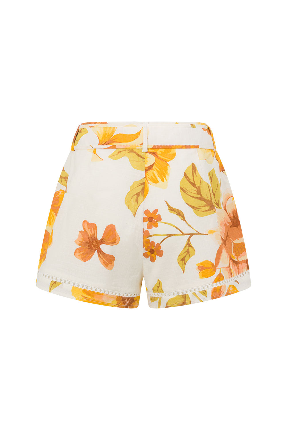 White Agalia Floral Print Belted Jara Shorts – SABO
