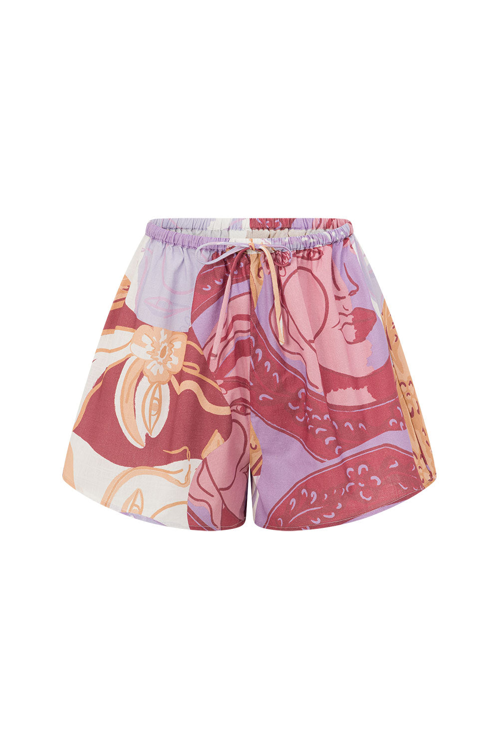 Purple Mosaic Veil Print Elastic Drawstring Davina Shorts – SABO