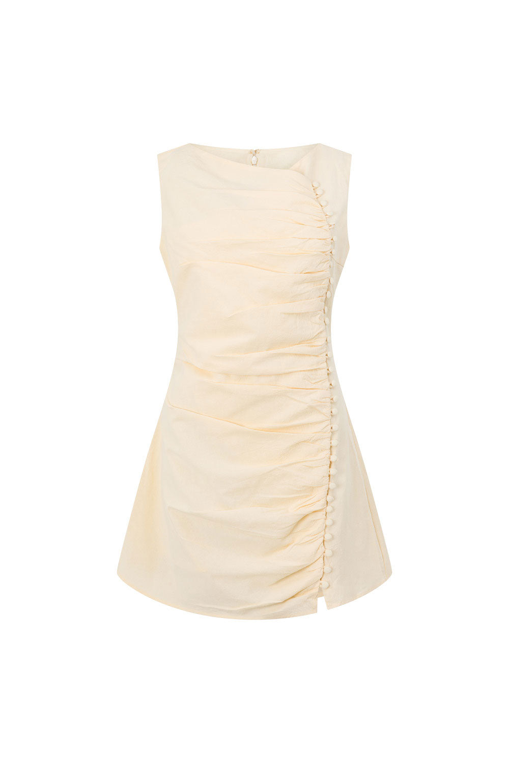 white ruched button dress Women's White Strappy Ruched Button Down Shift Dress