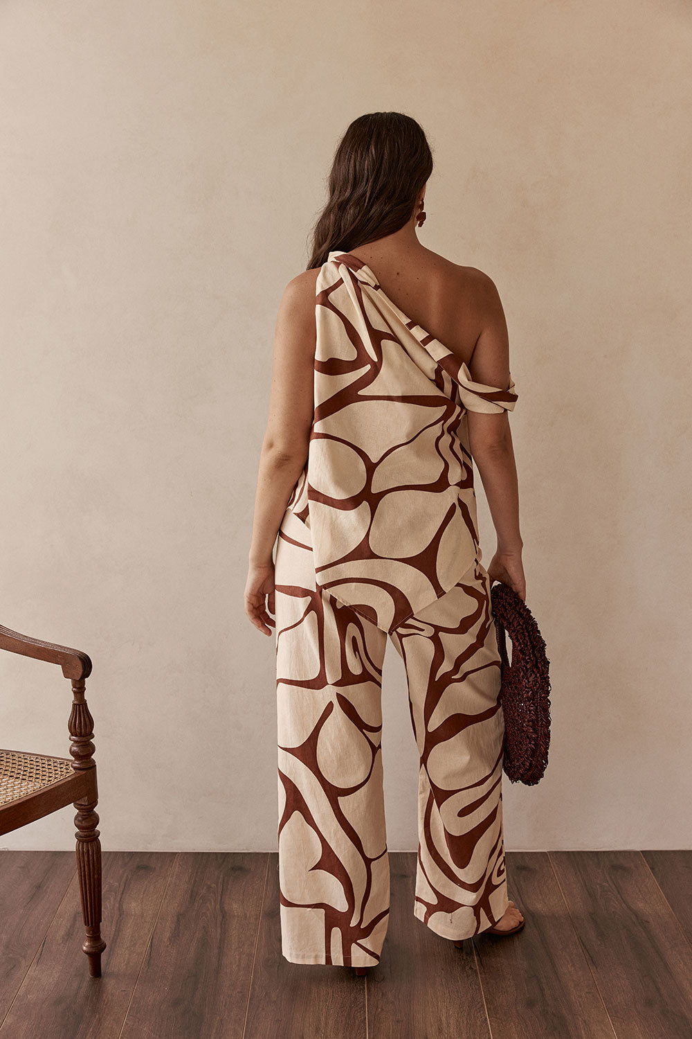 Cream Zephyr Print Asymmetric One Shoulder Saela Top – SABO