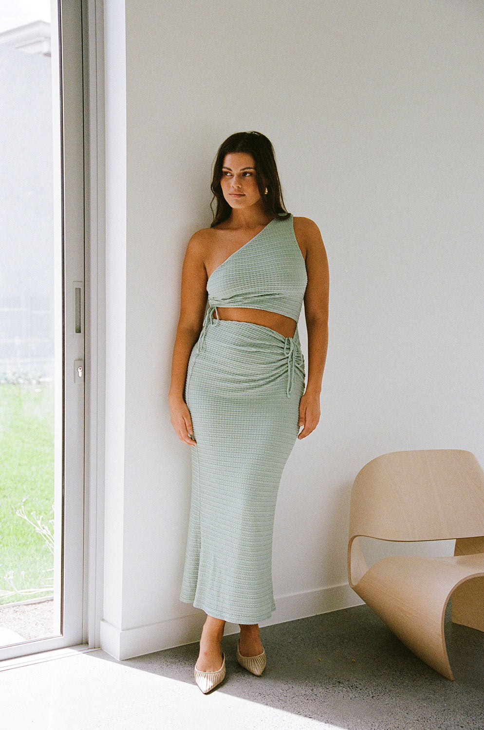 Sage Green One Shoulder Midi Azaria Dress XXL | by SABO Sage Green One Shoulder Midi Azaria Dress XXL | by SABO
