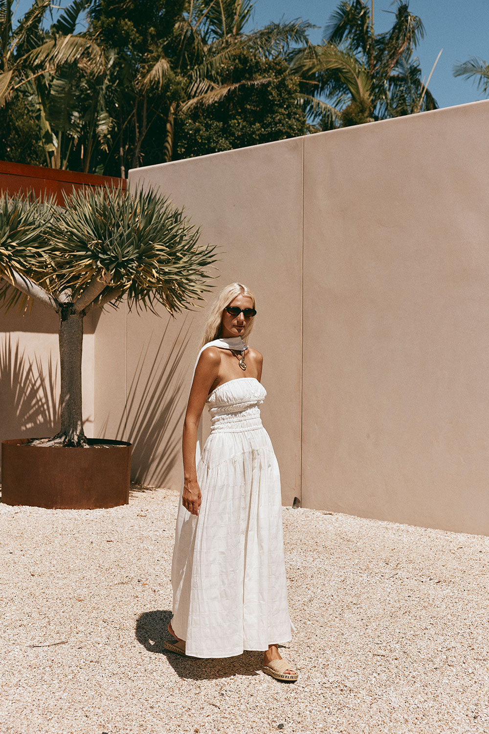 Bridal White Strapless Panel Maxi Delta Dress – SABO