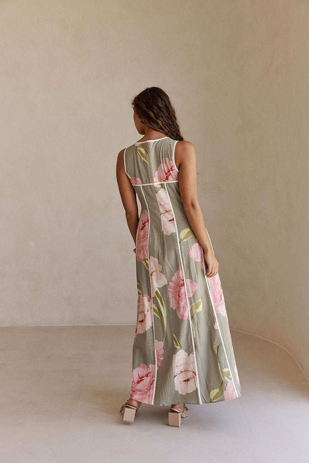 Fiori Green Floral Print V Neck Maxi Emory Dress XXS | by SABO Fiori Green Floral Print V Neck Maxi Emory Dress XXS | by SABO