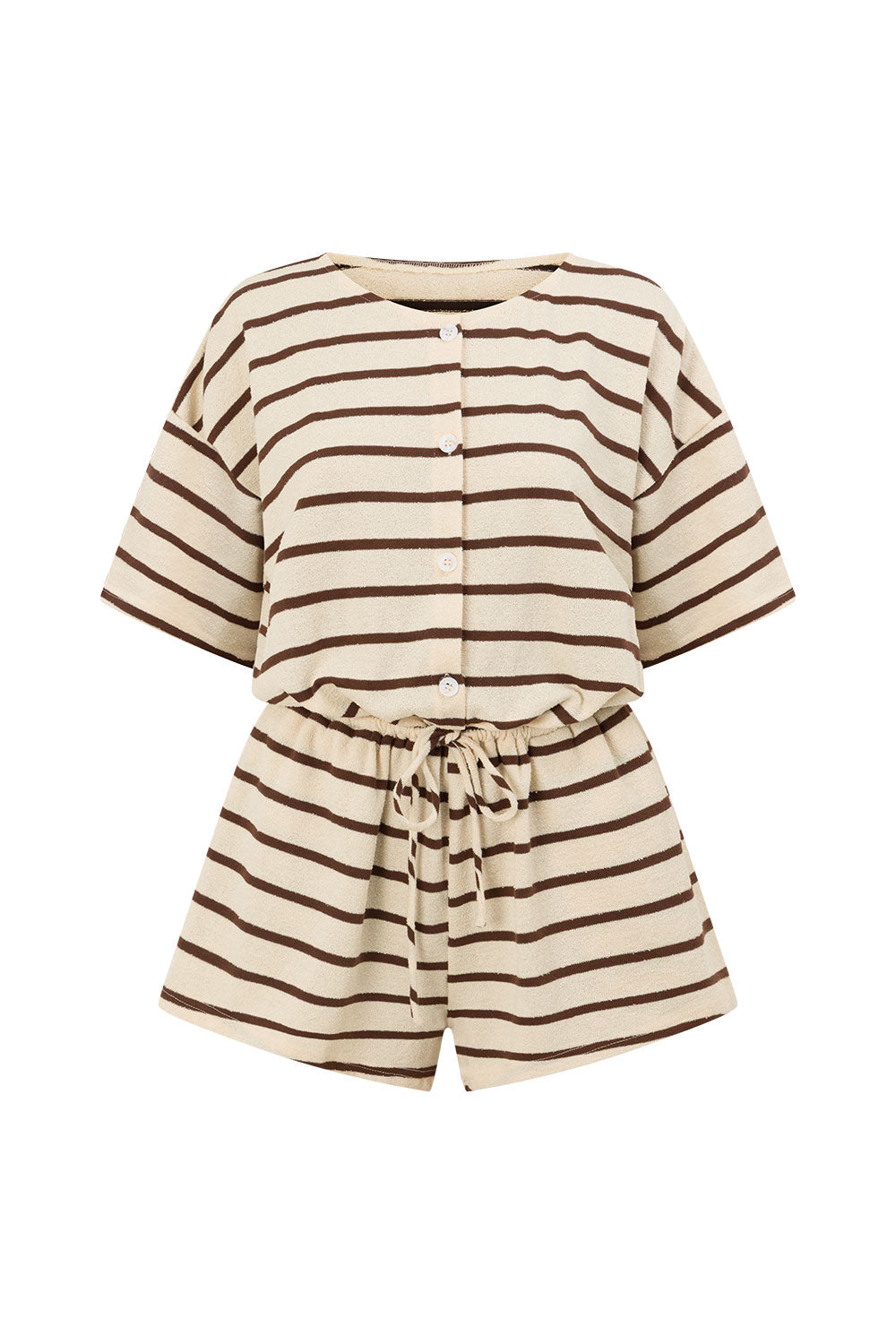 SAMPLE-Juniper Playsuit - Brown Stripe