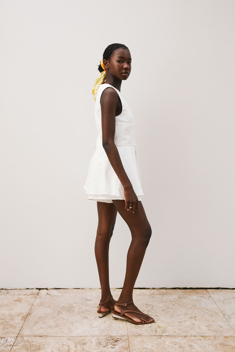 White Cotton Split Longline Muse Top – SABO