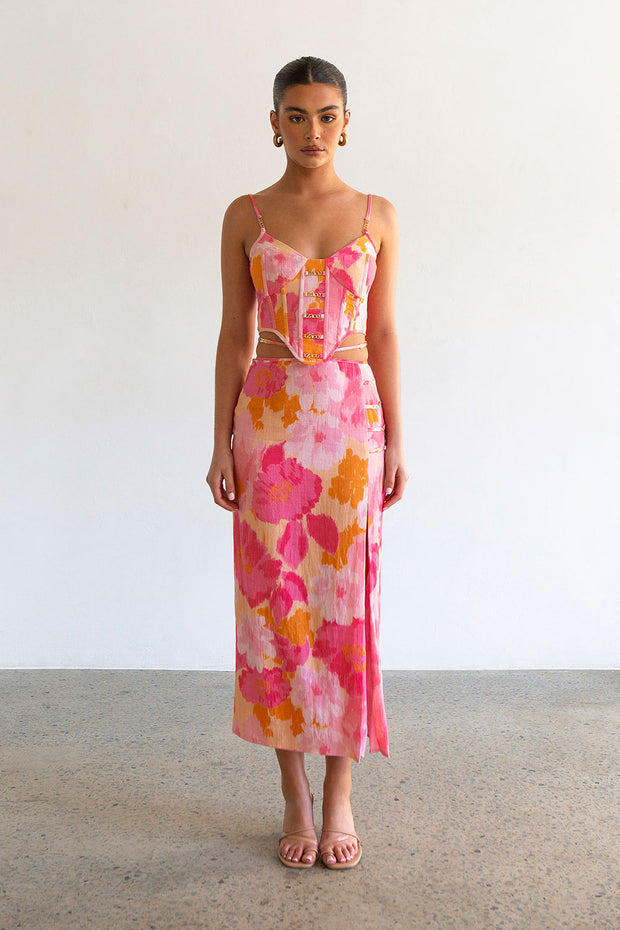 Serralina Midi Skirt - Pink Gerbera