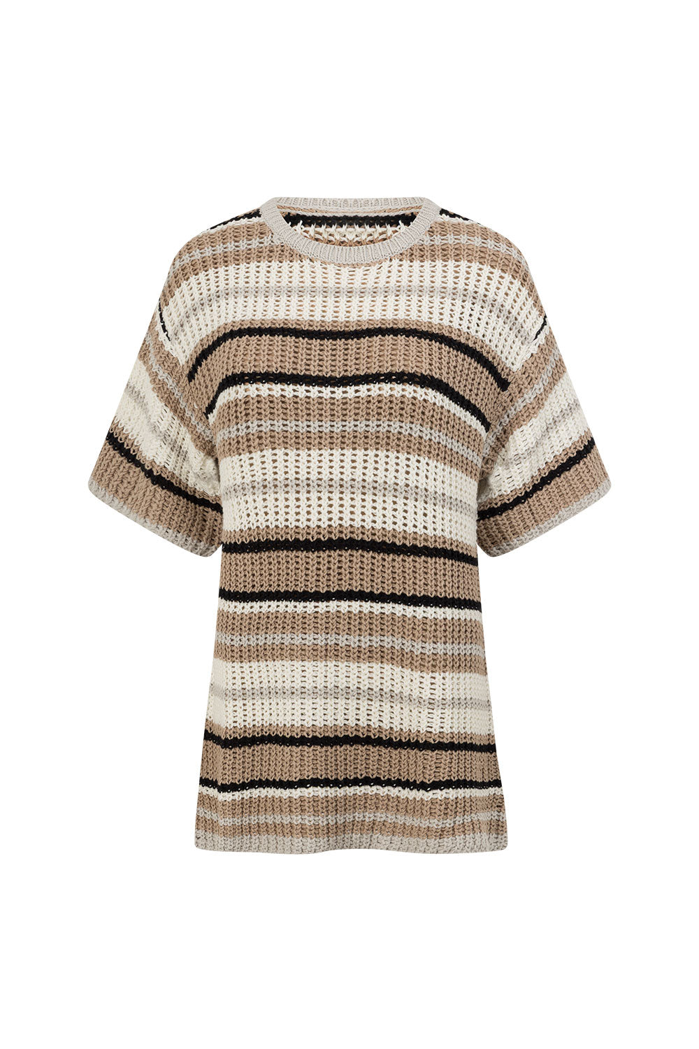 Tan and White Stripe Knit Java Top – SABO