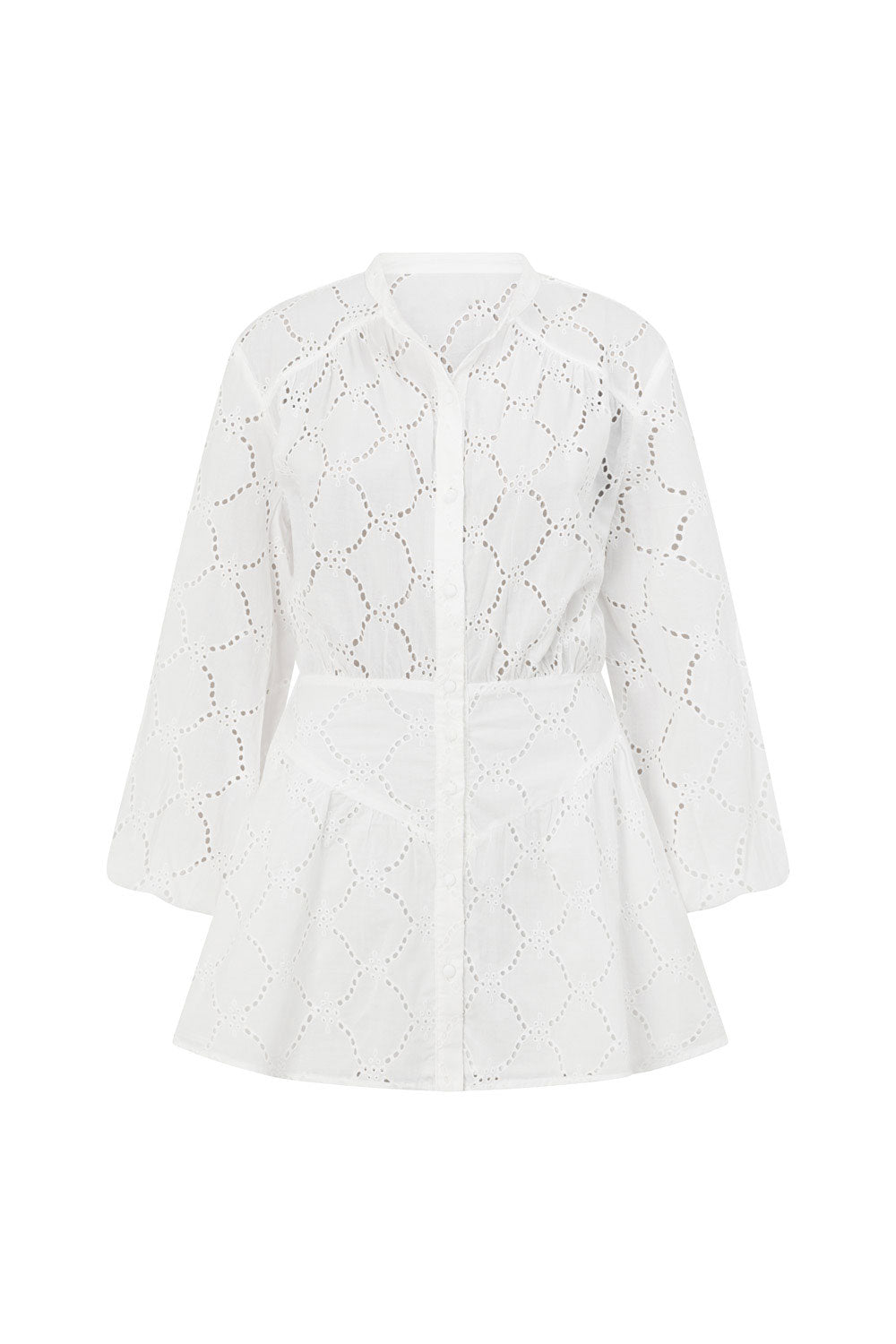Naima Long Sleeve Button Up Embroidered Mini Corset Dress - White XXL | by SABO Naima Long Sleeve Button Up Embroidered Mini Corset Dress - White XXL | by SABO