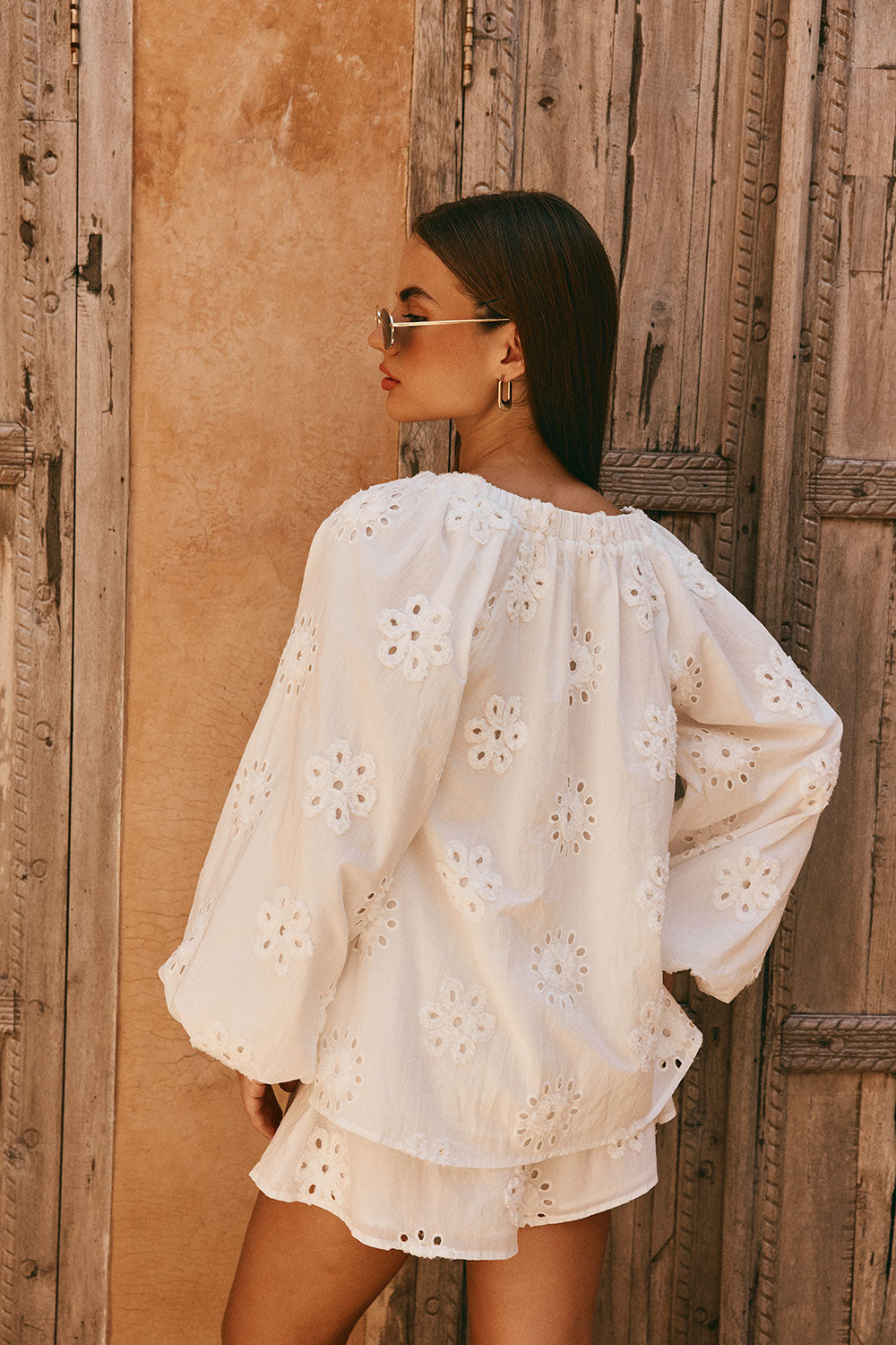 White Broderie Puff Sleeve Aveline Top – SABO