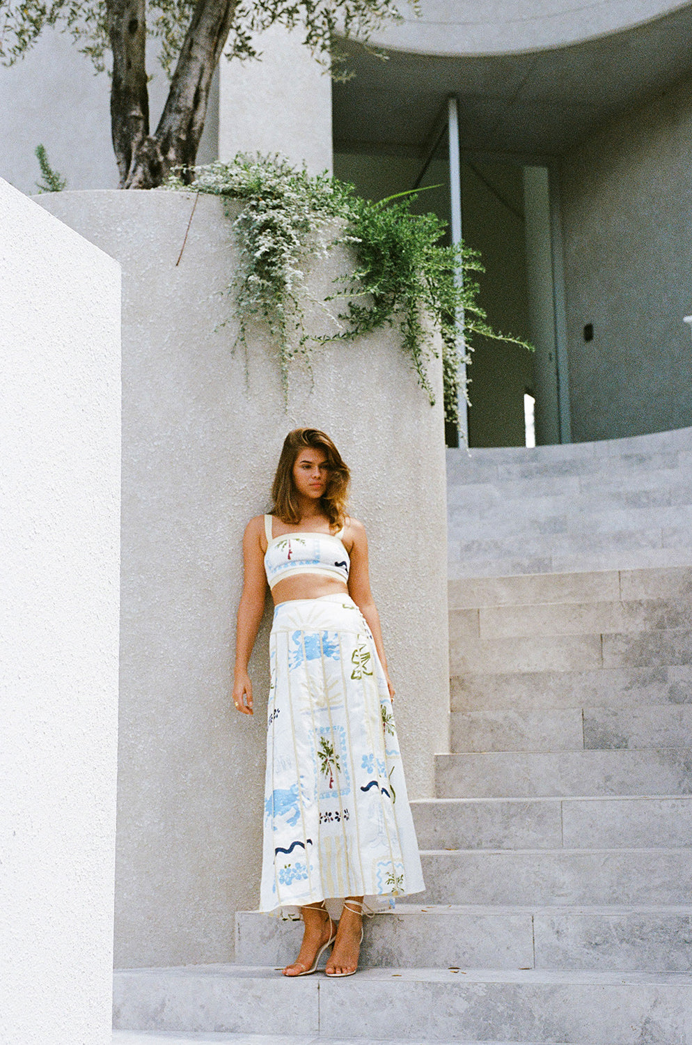 Estelle Maxi Skirt - White Blue Yellow Floral – SABO