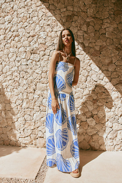 fitted lace wedding dress Floral Patchwork Printed Maxi Dress Blue