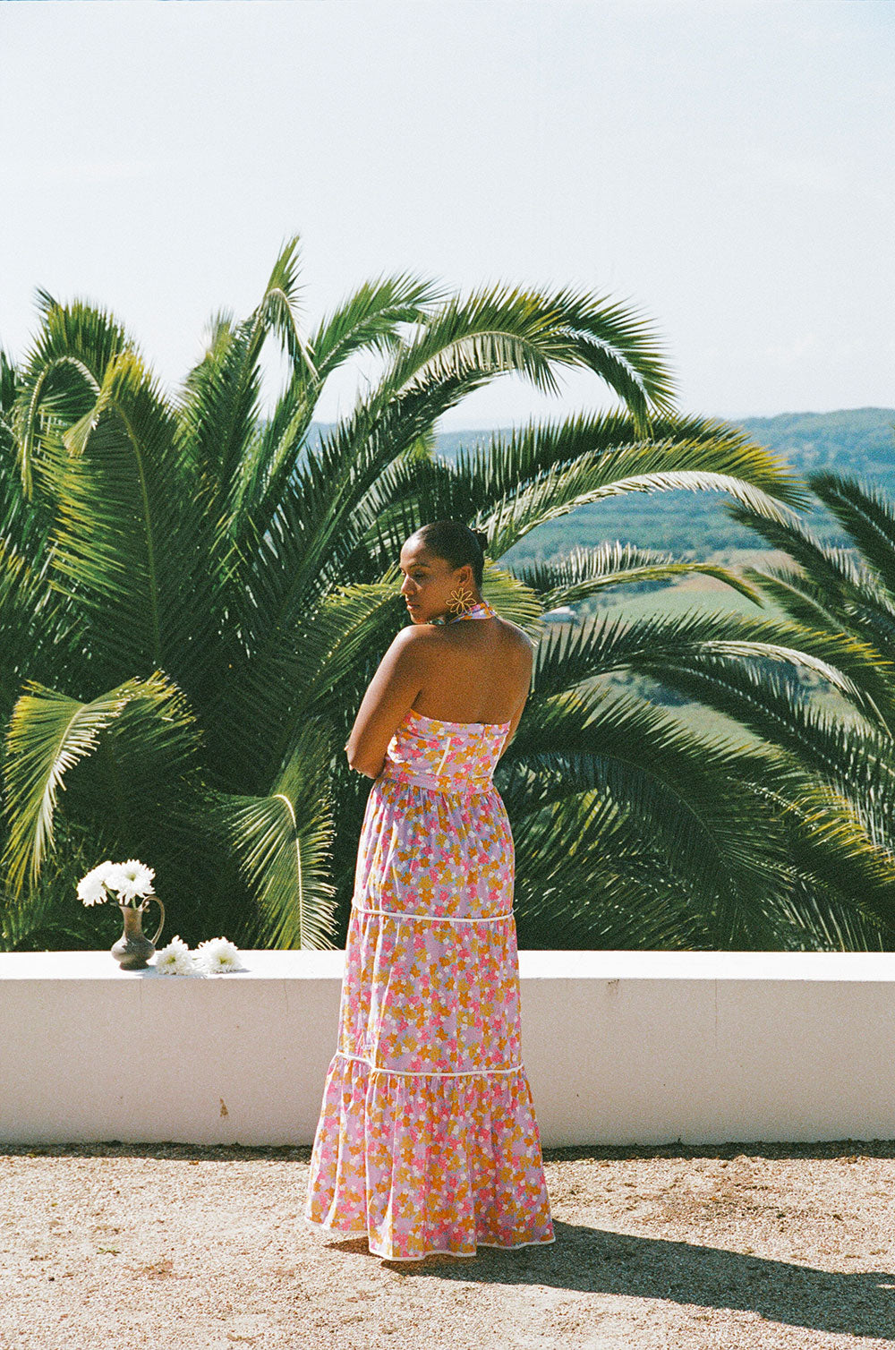 True Halterneck Maxi Dress - Dulcie Daisy Purple Orange Pink Floral SABO True Halterneck Maxi Dress - Dulcie Daisy Purple Orange Pink Floral SABO