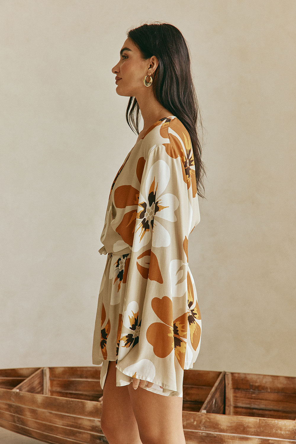 olive mini dress Olive Tini Floral Print Long Sleeve Wrap Mini Aleski Dress – SABO