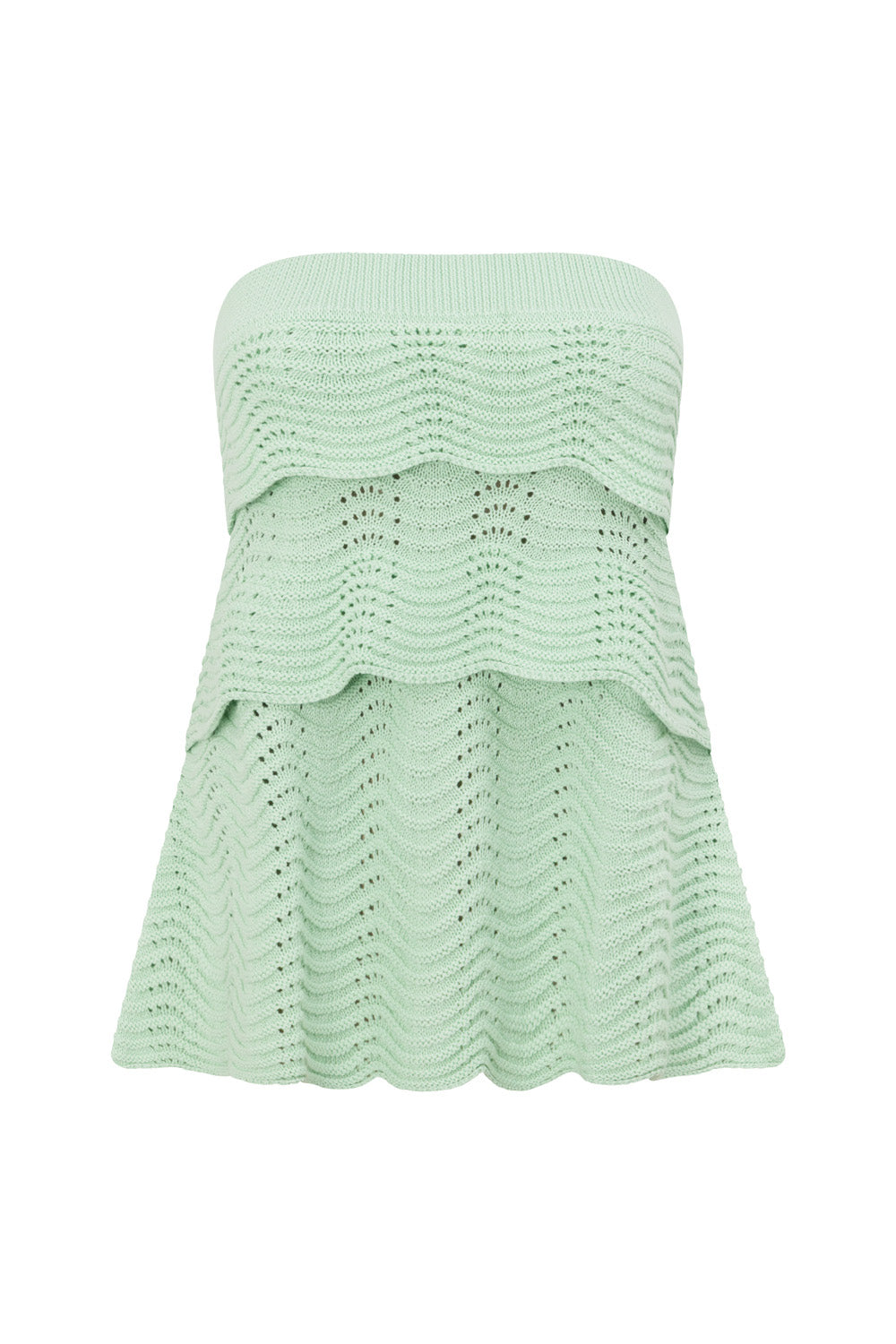 Mint Green Crochet Knit Strapless Panel Kama Top – SABO