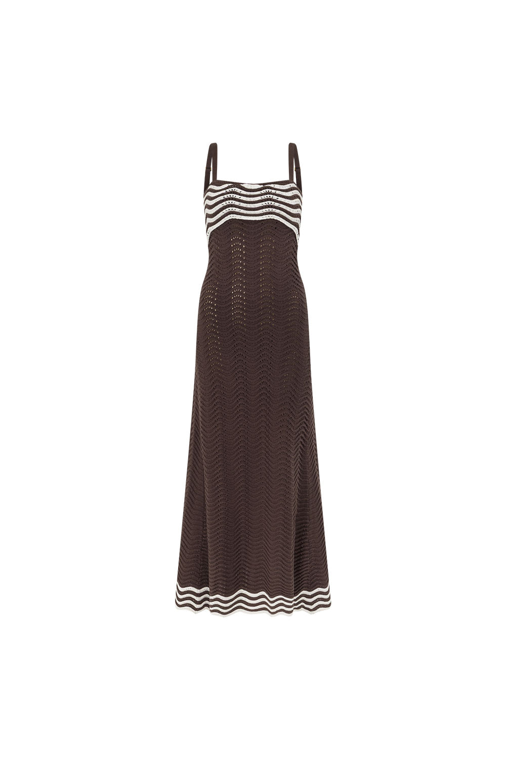Scallop Knit Maxi Dress - Chocolate
