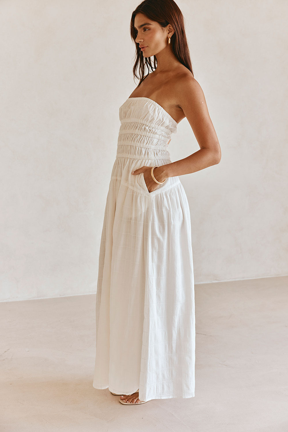 white scuba bandeau maxi dress self-portrait - White Bandeau Maxi Dress