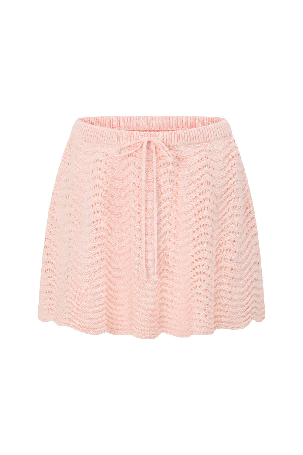 Blush Pink Wave Knit Drawstring Mini Leah Skirt – SABO