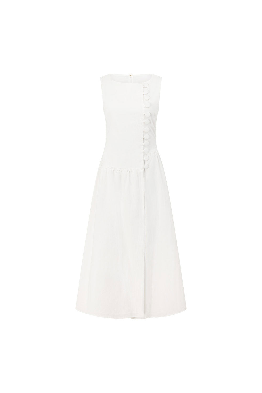 White Button Split Maxi Odessa Dress XXS