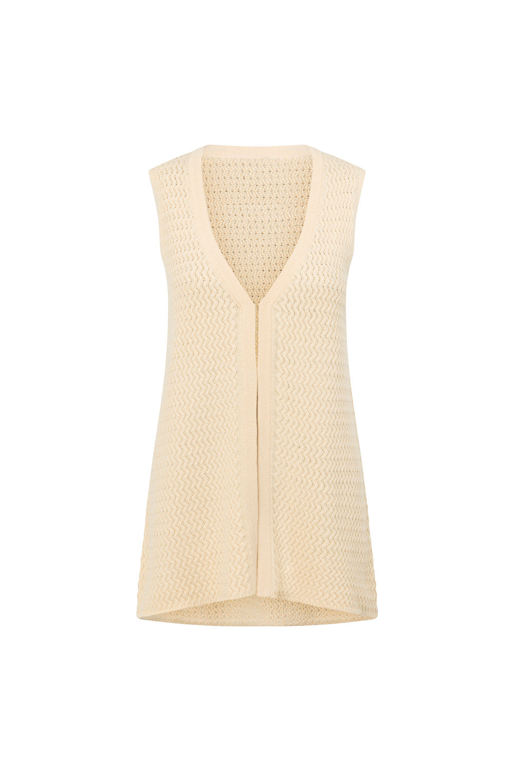 Cream Zig Zag Knit V Neck Mabel Vest Top – SABO