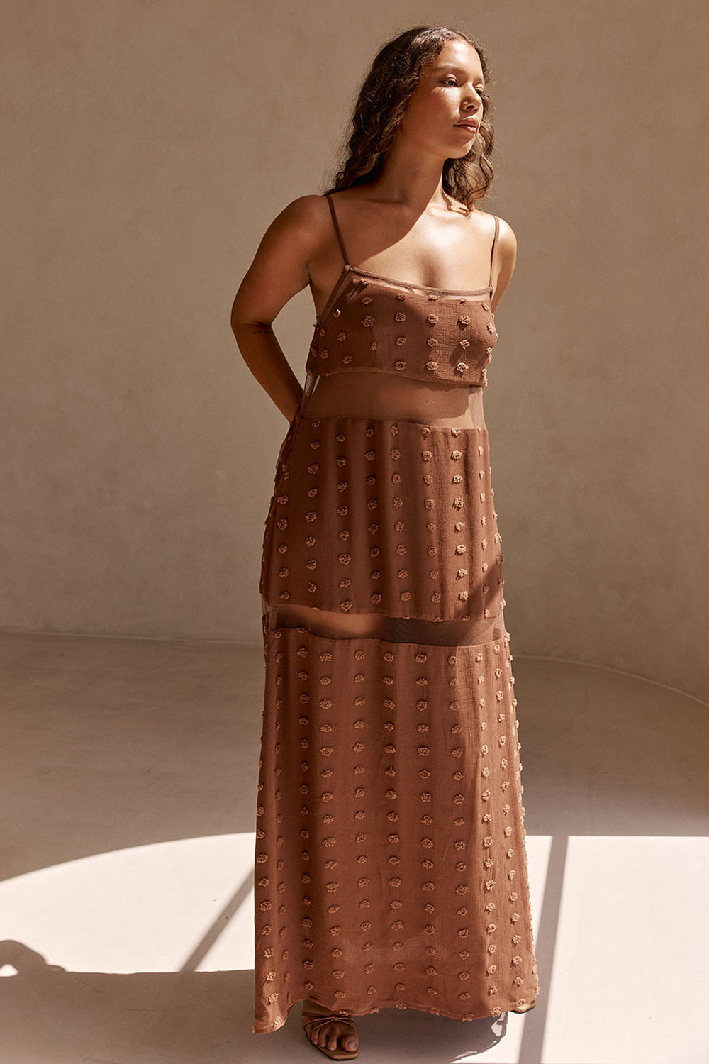 Brown Strappy Panel Maxi Tassia Dress – SABO