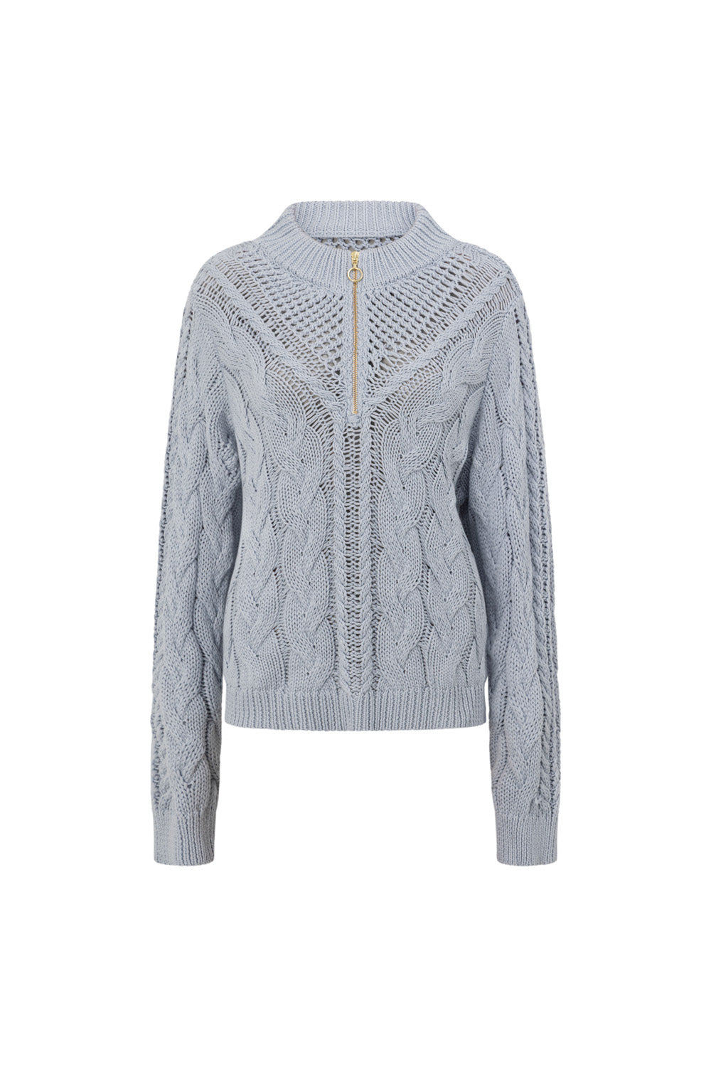 Baby Blue Knit Zip Diara Sweater – SABO