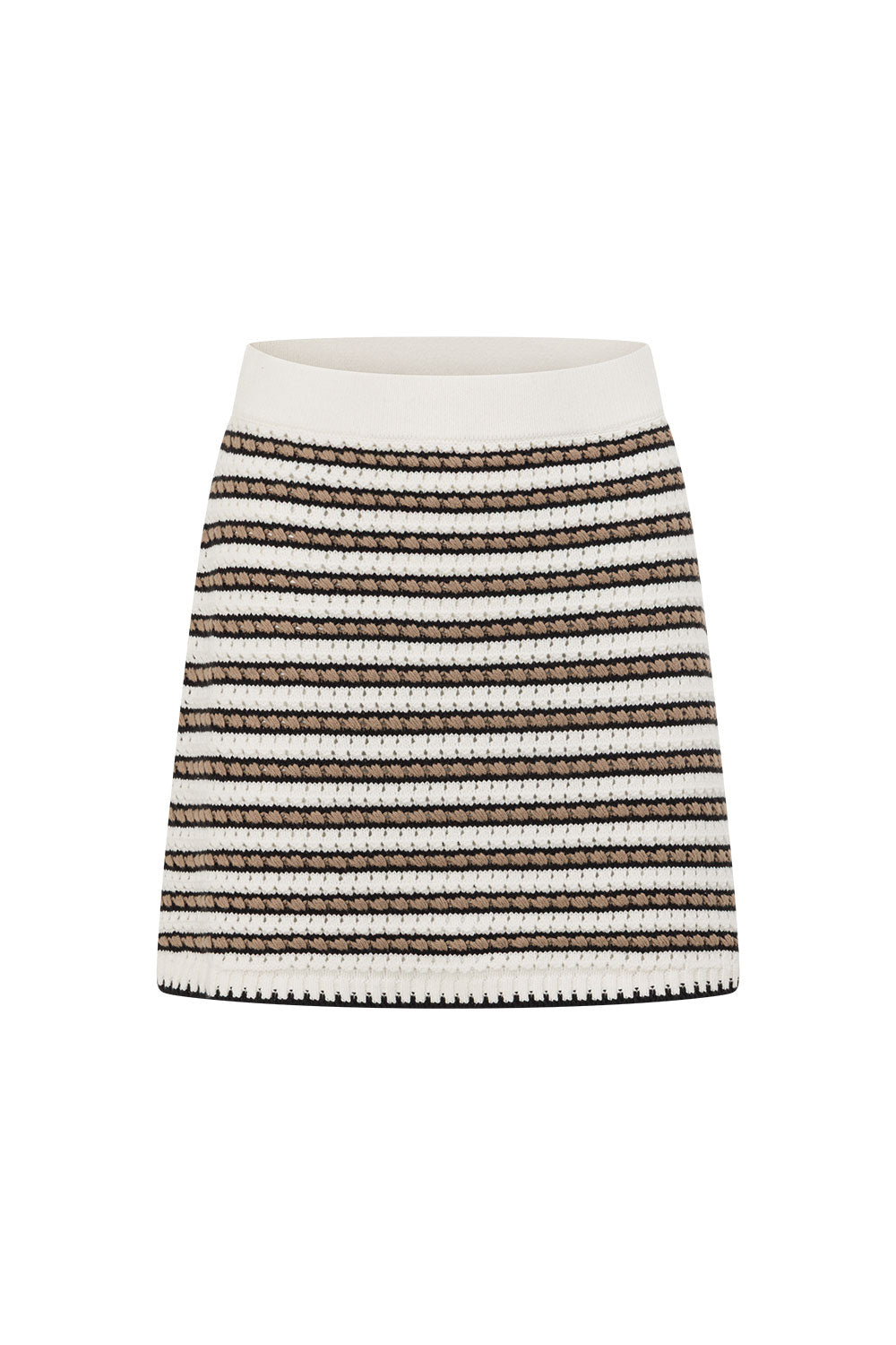 White and Brown Stripe Knit Mini Scottie Skirt – SABO