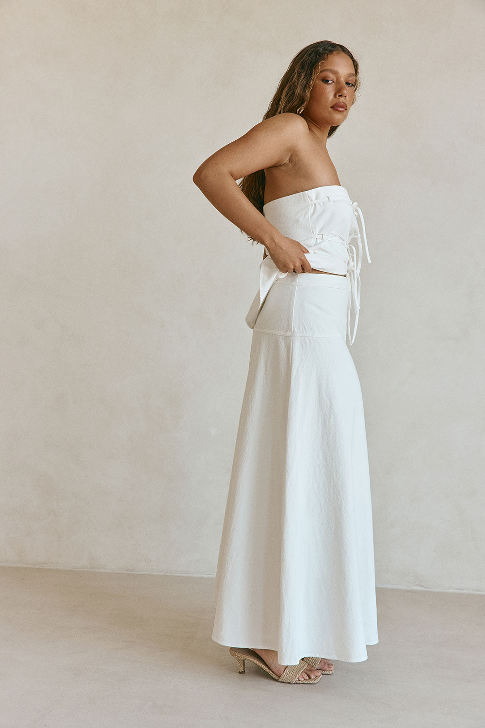 White High Waist A Line Maxi Esperanza Skirt – SABO