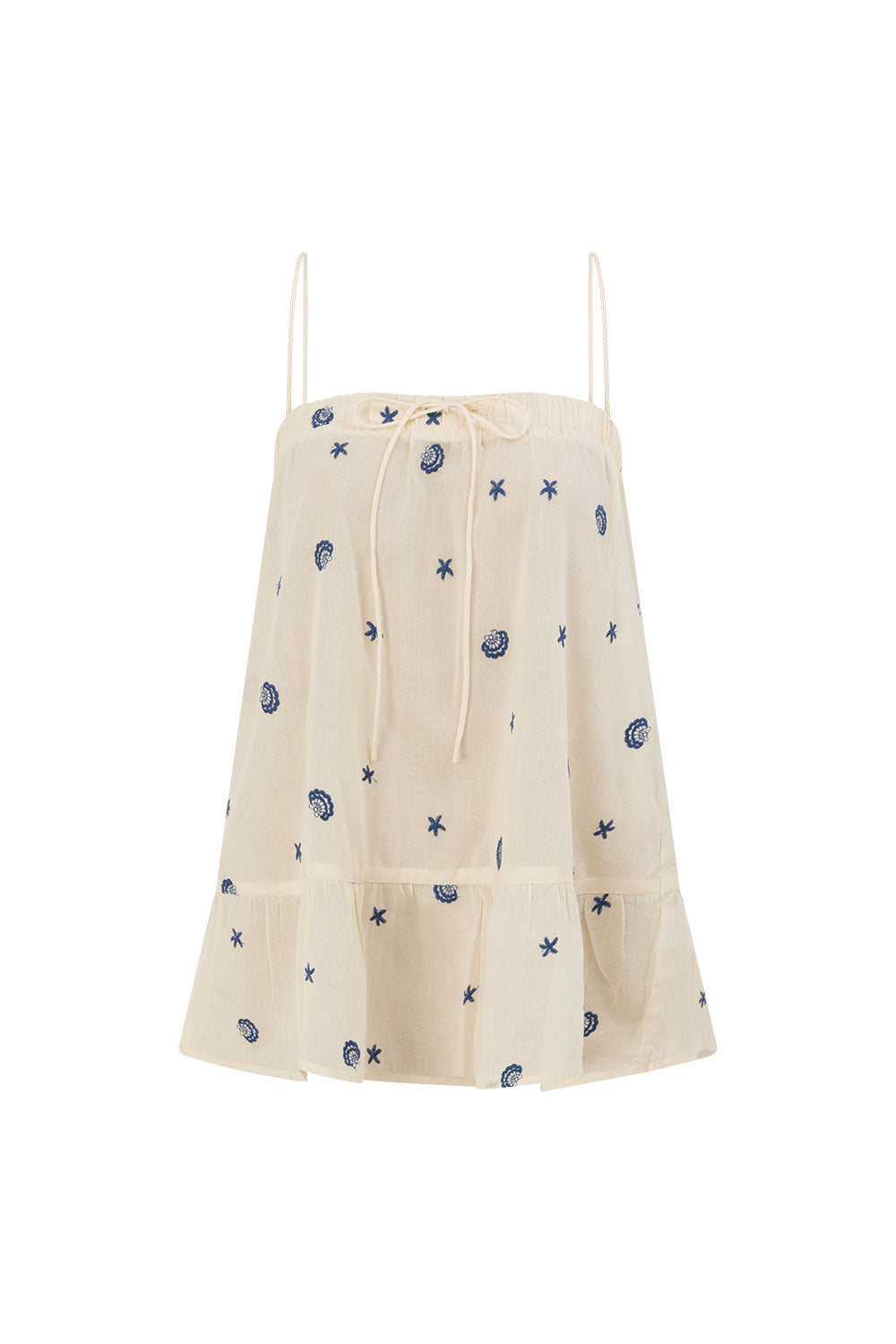 Cream Embroidered Shell Frilled Hazel Top – SABO