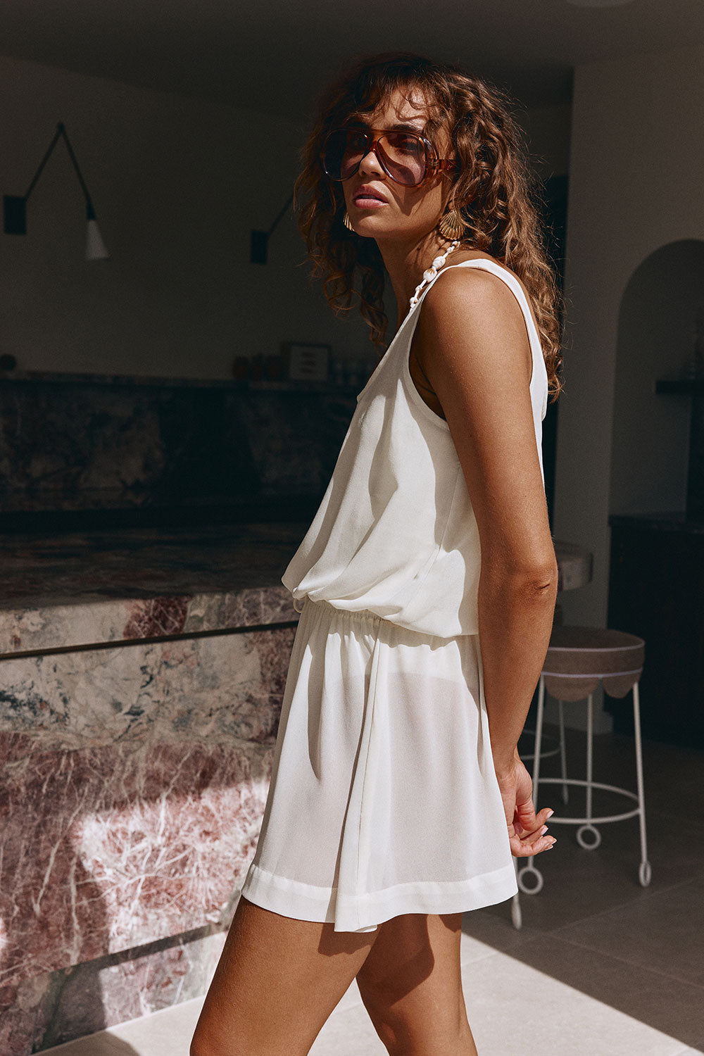 sheer mini dress white Lovers and Friends Logan Sheer Mini Dress in White