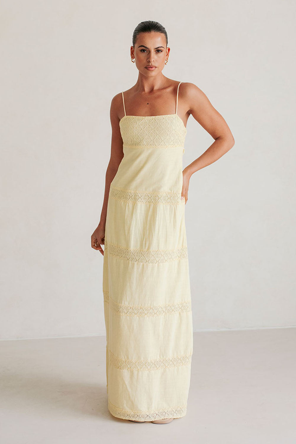 cotton dress long Palm Desert Long Dress, Cotton Voile Navy White Criss Cross Little Boxes S / 6906-S505 main image 1