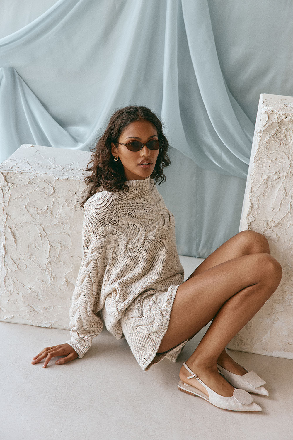 Oatmeal Speckle Knit High Waist Vixen Shorts – SABO
