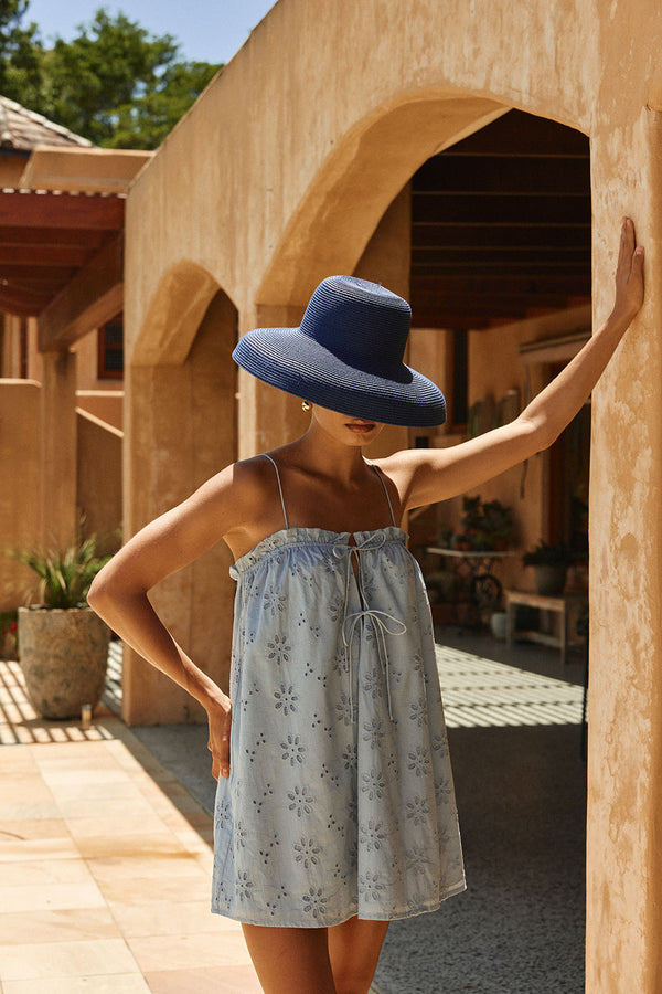 Evelia Dress - Blue Broderie