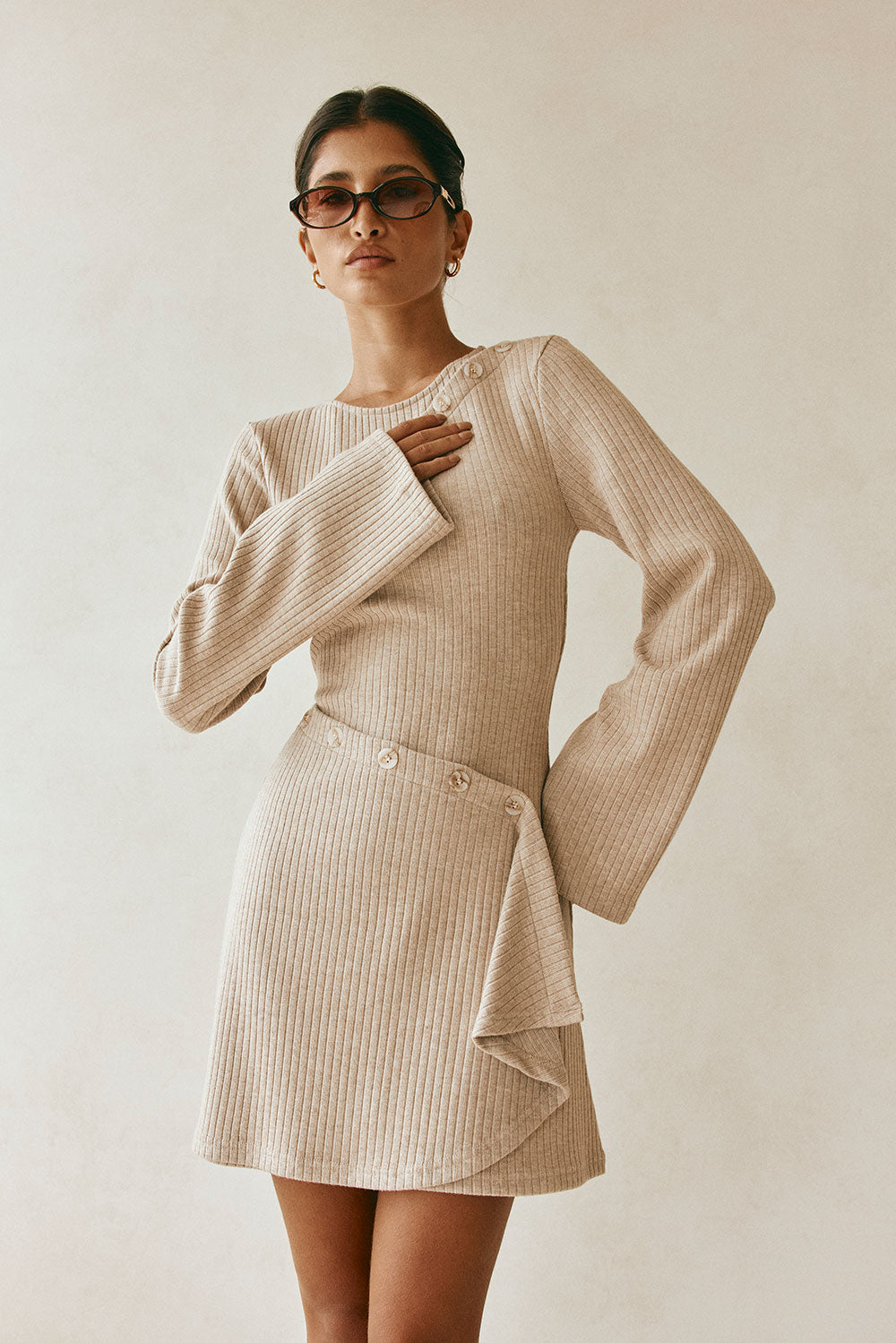 tan ribbed dress Tan Ribbed Dress