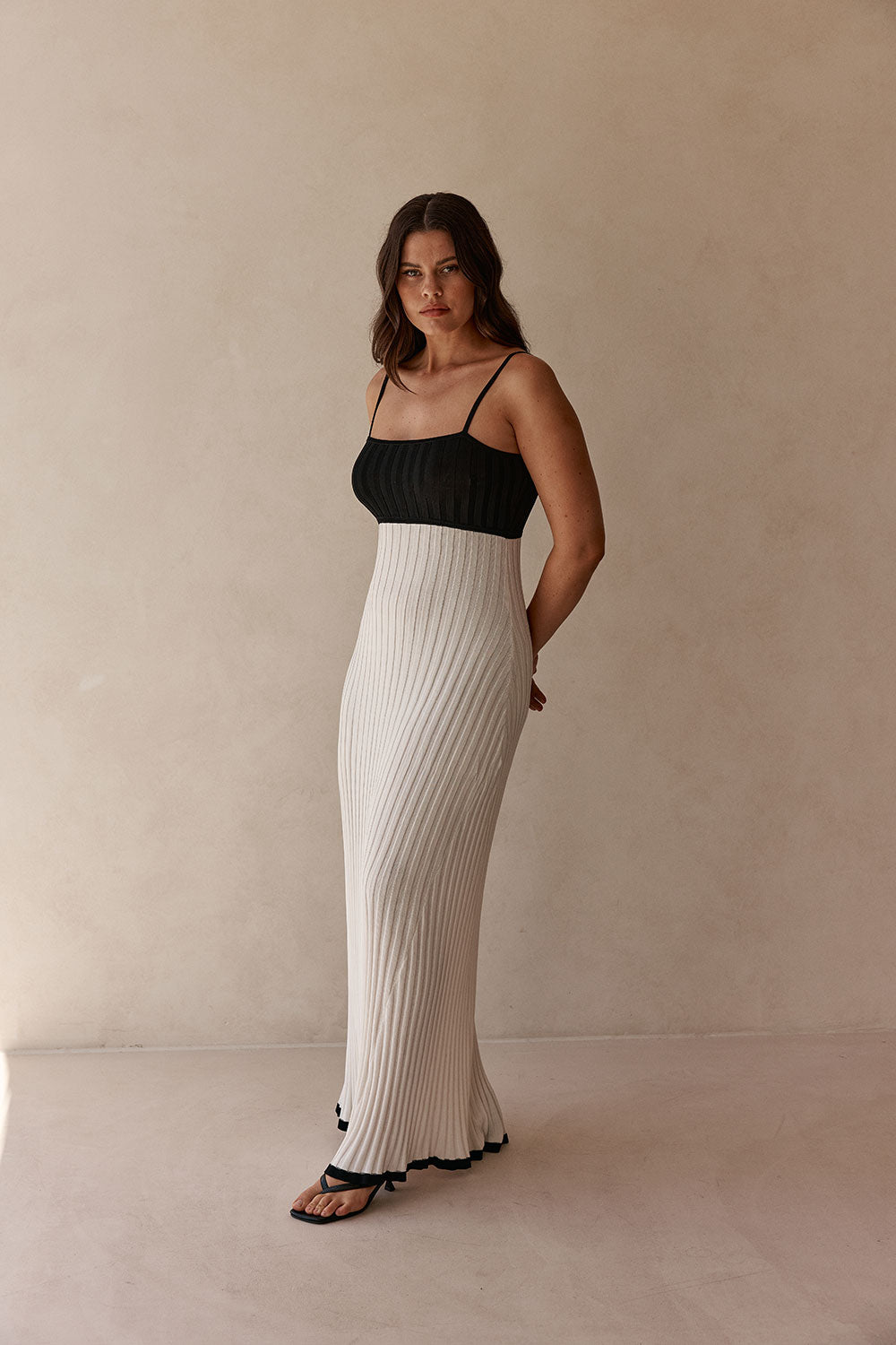 White Ribbed Knit Strappy Maxi Adley Dress XL