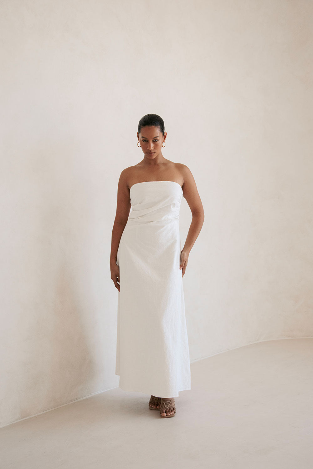 white long dress strapless Estella Strapless Maxi Dress