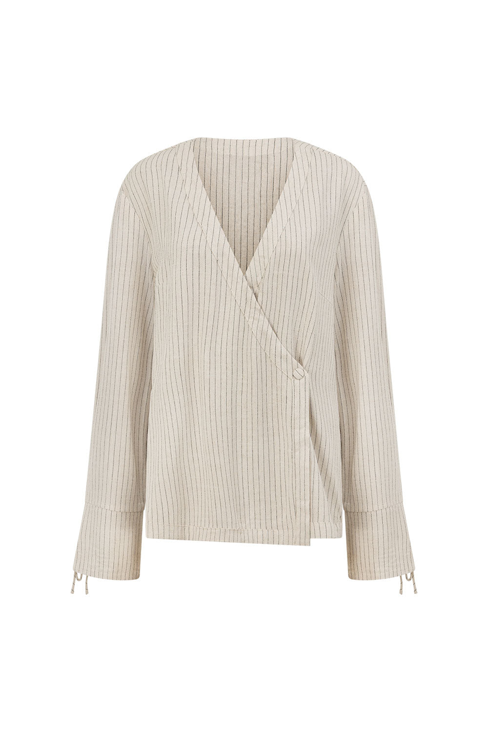 Beige and Black Pinstripe Lyla Wrap Top – SABO