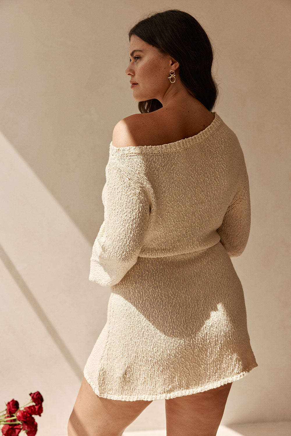 Cream Yarn Knit Long Sleeve Mini Kali Dress XL | by SABO Cream Yarn Knit Long Sleeve Mini Kali Dress XL | by SABO