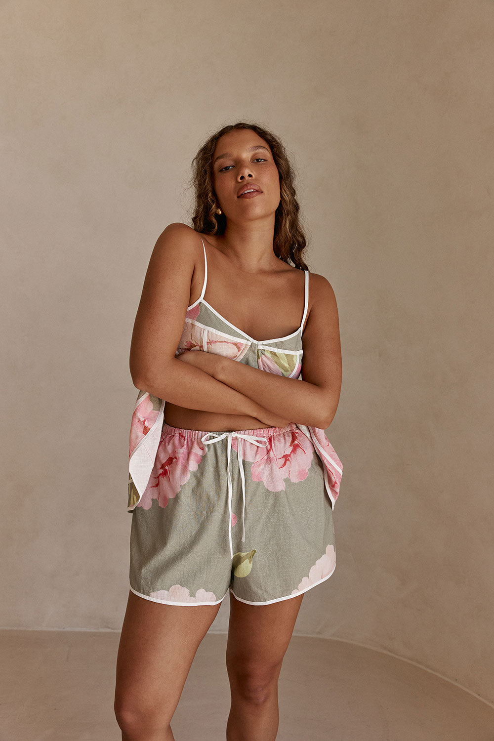 Fiori Green Floral Print Drawstring Meadow Shorts – SABO