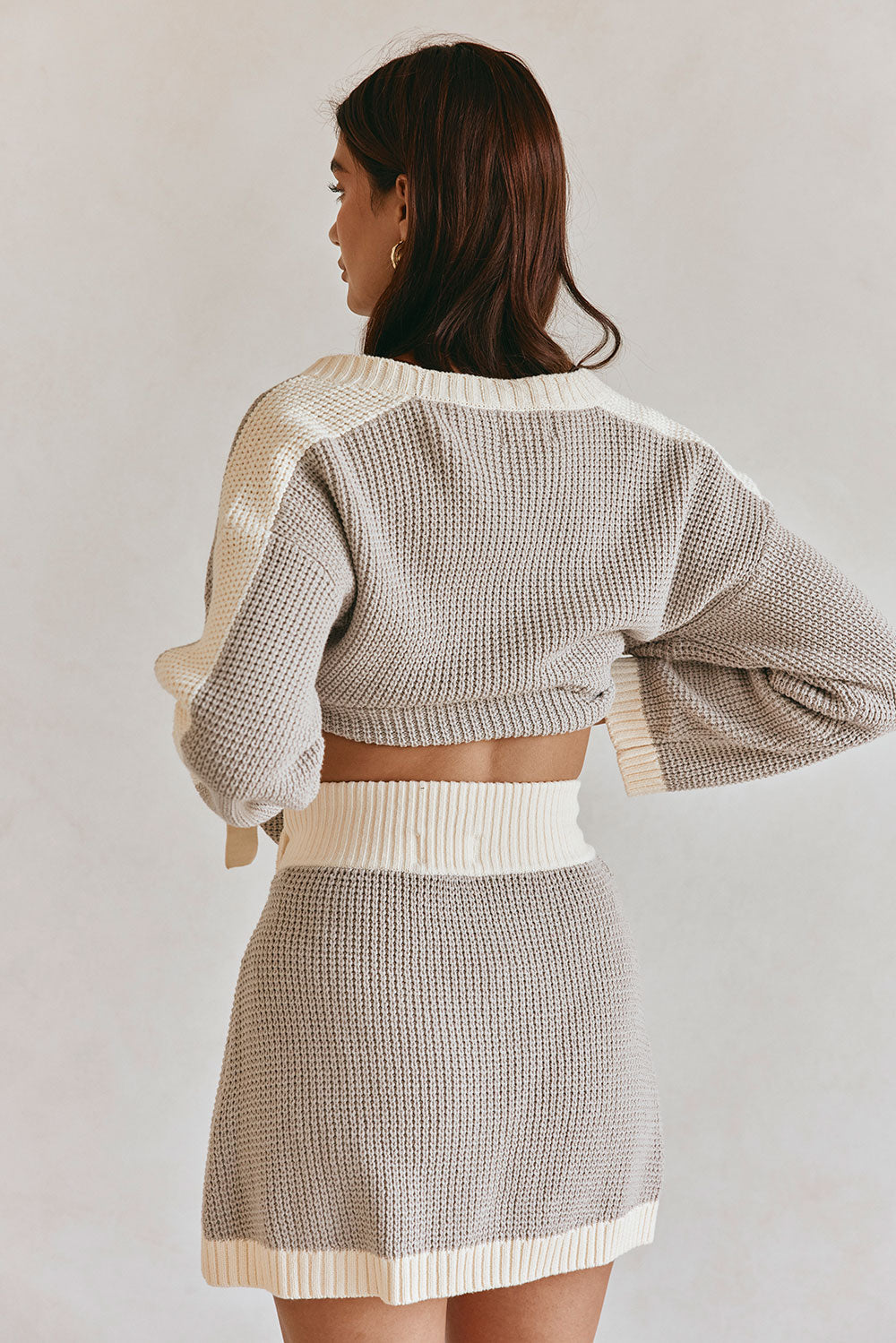 Grey Knit High Waist Wrap Mini Chester Skirt – SABO