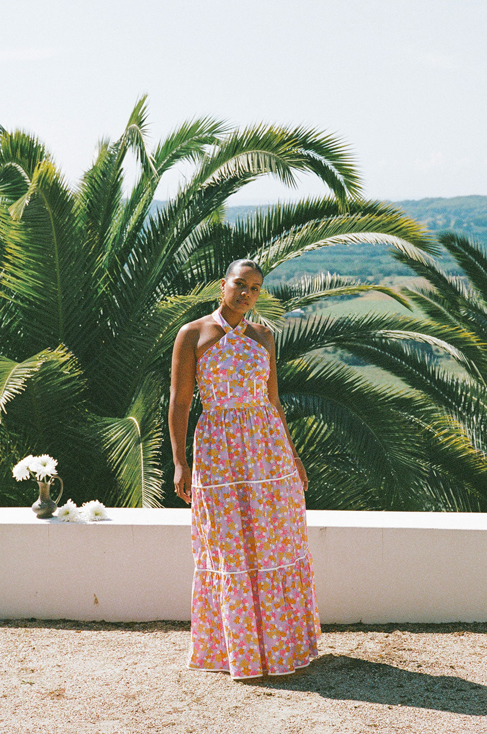 True Halterneck Maxi Dress - Dulcie Daisy Purple Orange Pink