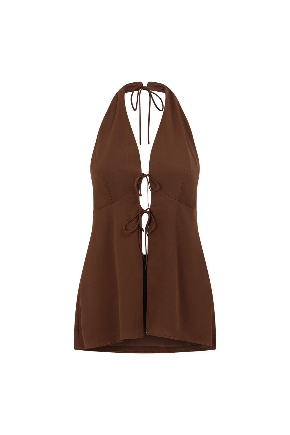 Chocolate Brown V Neck Halter Liora Top – SABO