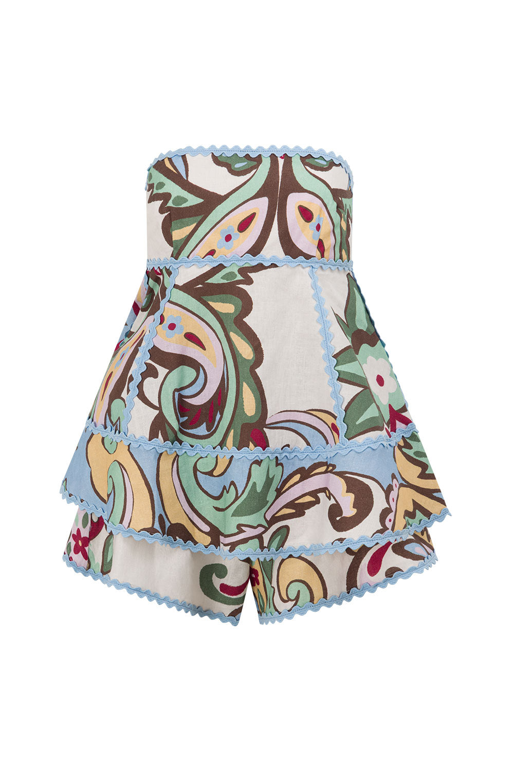 Blue Floral Paradesios Print Strapless Romper – SABO