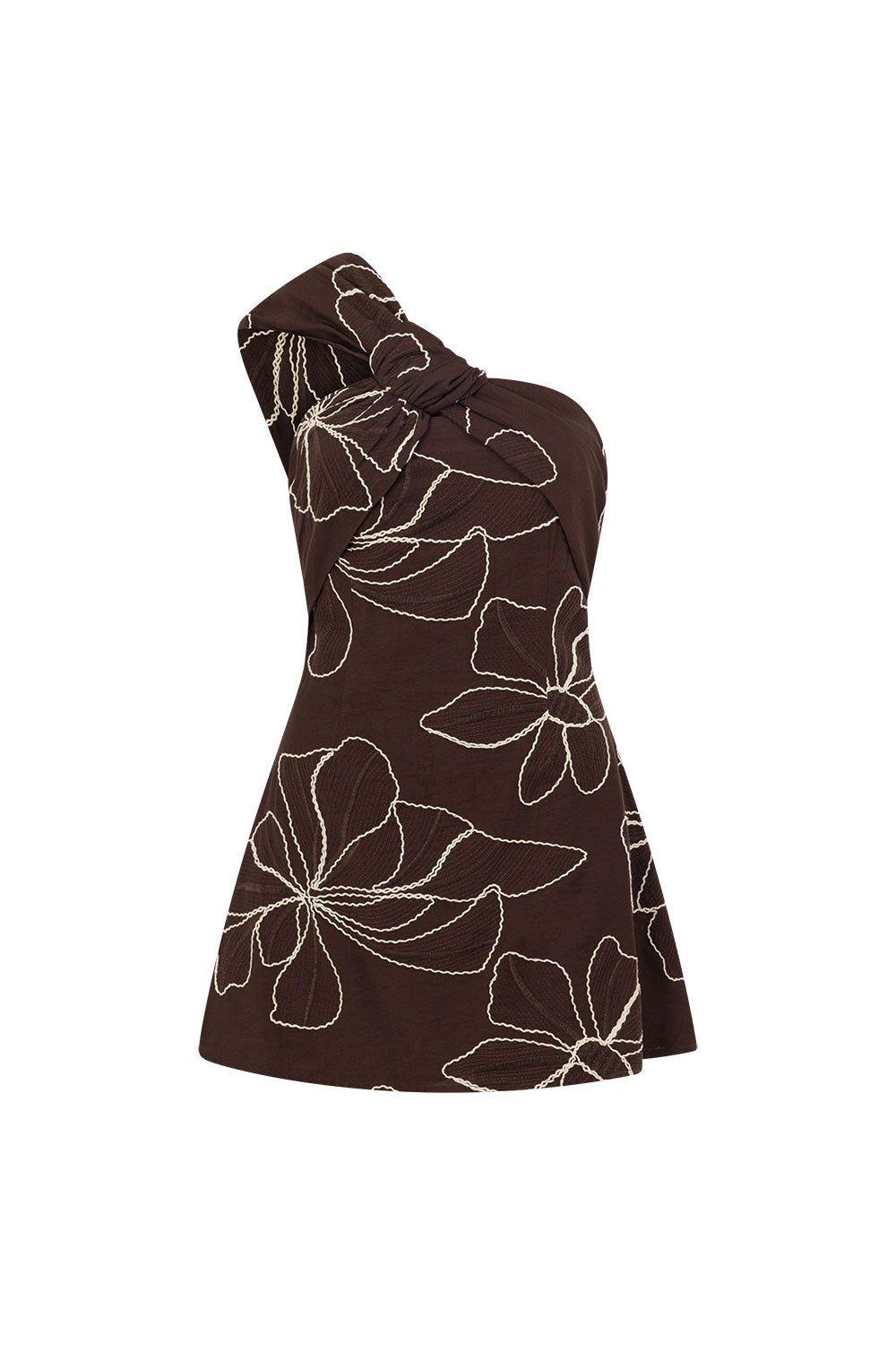 saemdi embroidered one shoulder dress Embroidered One-Shoulder Dress Saiid Kobeisy